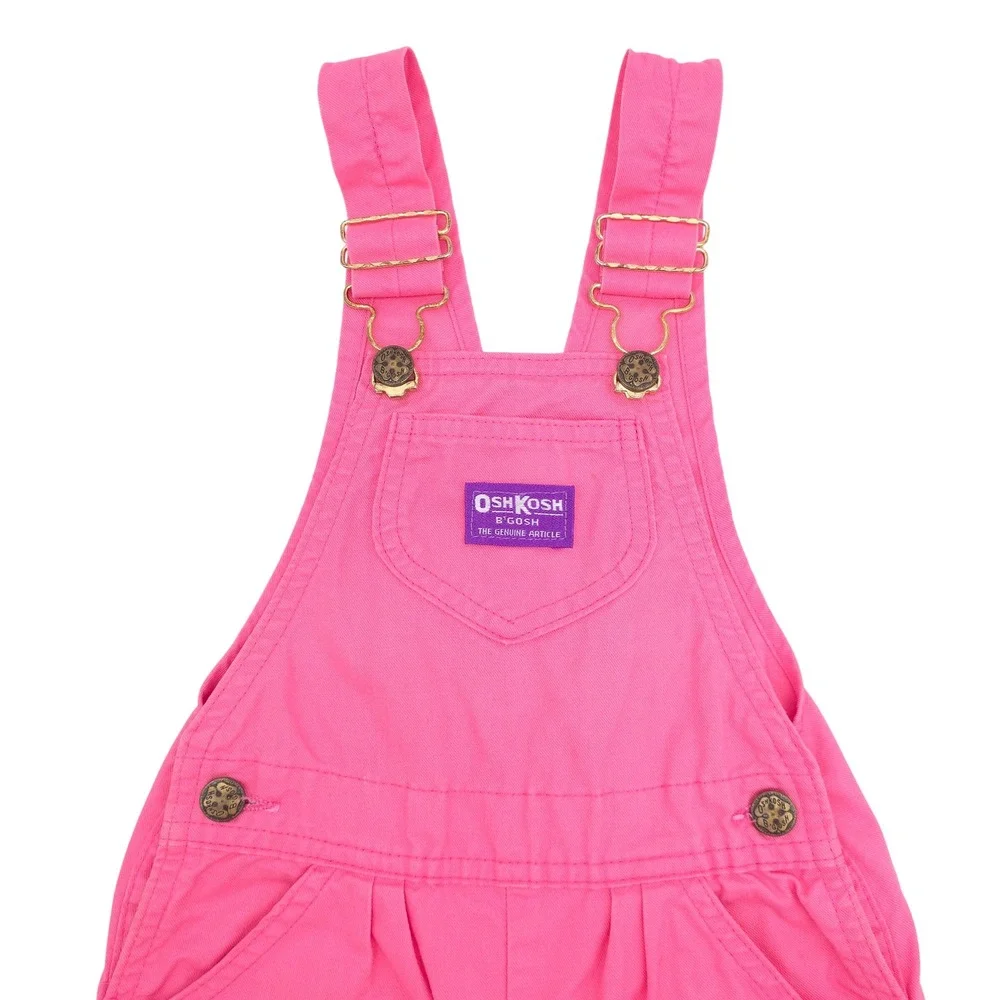 OshKosh Bgosh Girls Pink Cotton Overalls Vintage 90s Size 4T